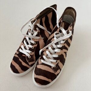 Ann Taylor Calf Hair Zebra Print Sneakers
